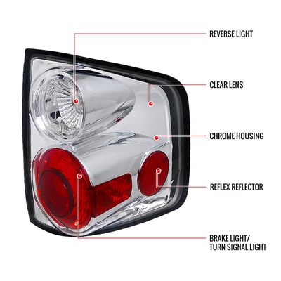 1994-2004 Chevy S10/ GMC Sonoma/ Isuzu Hombre Tail Lights Chrome/Clear Lens