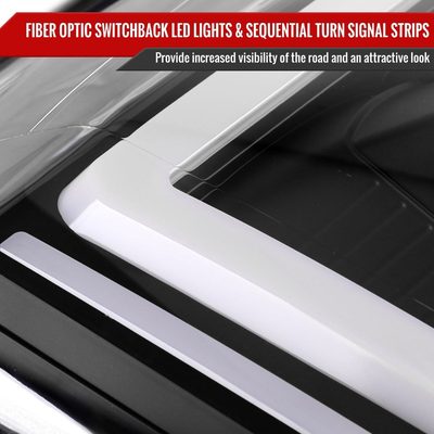 2007-2014 GMC Yukon/XL 1500/XL 2500 LED Turn Signal Projector Headlights Black