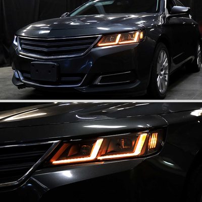 For Chevrolet Impala 2014-2020 LED DRL Sequential Projector Headlights Matte Black Housing Clear Lens