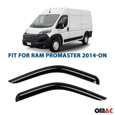 Clim Art Wind Deflectors for Ram ProMaster 2014-2025 Shatterproof Smoke 2 Pcs