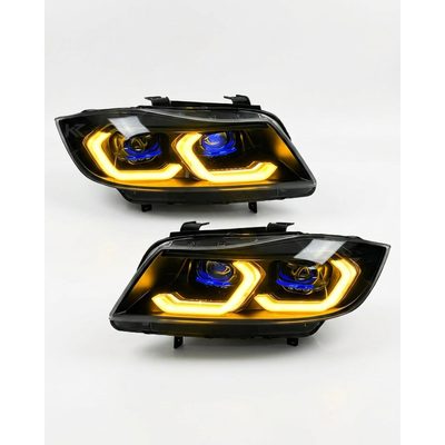 BMW 3 Series E90 LED Headlight Assembly with Dual-Color DRL 2005 - 2012