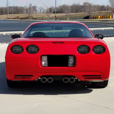 1997-2004 Chevy Corvette C5 4 PC White LED Bar Tail Lights Chrome/Dark Smoke