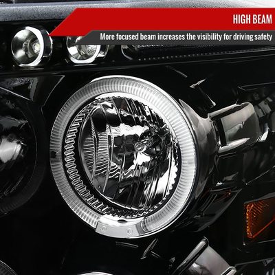 2007-2013 Chevy Silverado 1500 2500HD 3500HD Dual Halo Headlights Jet Black