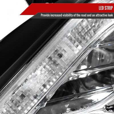2011-2013 Toyota Corolla Projector Headlights w/ LED Light Strip Chrome/Clear