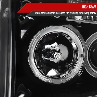 2004-2015 Nissan Titan/ 04-2007 Armada Dual Halo Projector Headlights Jet Black