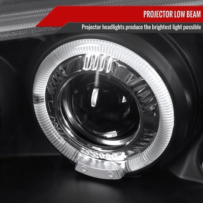 2002-2006 Chevy Avalanche/03-2007 Silverado Dual Halo Projector Headlights Black