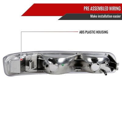 1999-2002 Chevy Silverado/ 2000-2006 Tahoe Suburban Bumper Lights Chrome/Clear