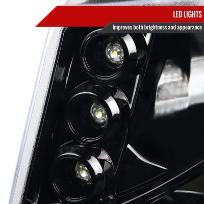 2007-2013 Chevy Avalanche/ 07-2014 Tahoe Suburban Dual Halo Headlights Jet Black