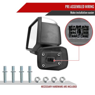 2019-2024 Chevy Silverado 1500 Chrome Manual Fold & Heated Side Mirror Driver