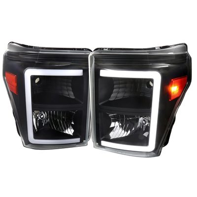 2011-2016 Ford F-250/350/450/550 Super Duty LED CBar Factory Headlights Black