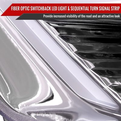 2013-2016 Ford Fusion Sequential Turn Signal Projector Headlights Chrome