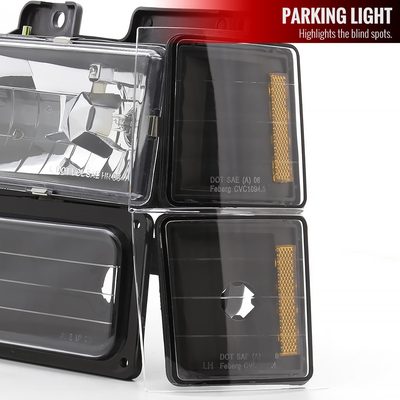 1994-1998 Chevy Silverado/Tahoe/C10 Headlights Bumper&Corner Lights Black