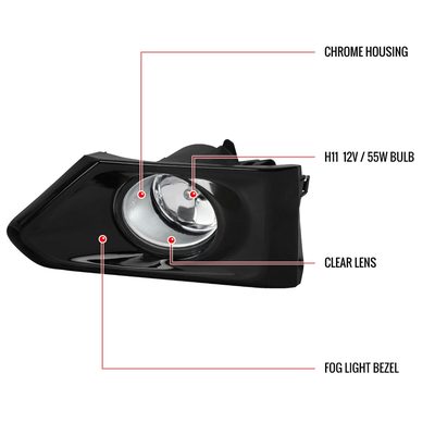 2019-2021 Nissan Altima H11 Fog Lights Kit Chrome Housing/Clear Lens
