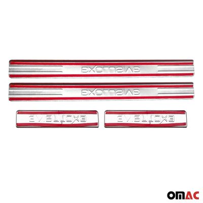 Jeep Door Sill Scuff Plate Scratch Protector Exclusive Stainless Steel Silver 4 Pcs