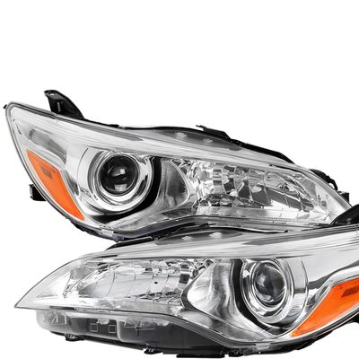 2015-2017 Toyota Camry Projector Headlights w/ Amber Reflectors Chrome/Clear
