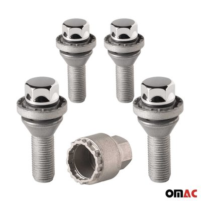 Wheel Lock Kit for Volvo XC60 M14X1.5 Bolt Chromed 4Locks & 1Key