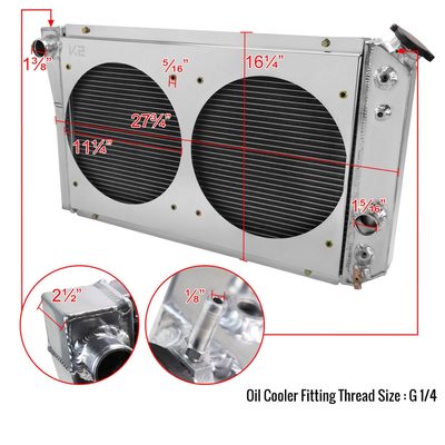 1982-2002 Chevy S10/Blazer/Corvette 3 Row Radiator with Dual Fan Shroud Design