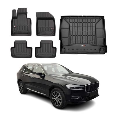2018-2026 Volvo XC60 Premium Floor Mats & Cargo Liner Full Set All Weather Heavy Duty Black