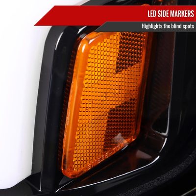 2015-2019 Chevy Silverado 2500HD/3500HD LED Signal Projector Headlights Black