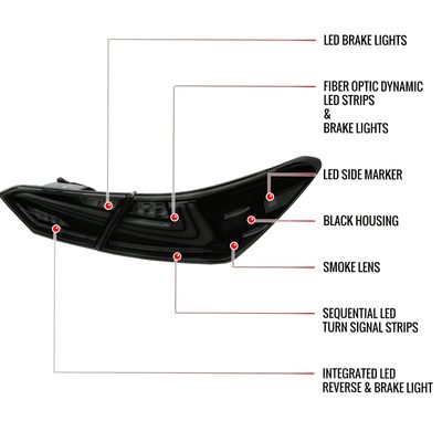 2018-2022 Toyota Camry LED Tail Lights Signal Lamps Matt Black/Smoke