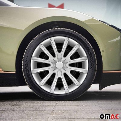 Bicolo Hub Caps Wheel Cover 15" Gray & White Full Set 4 pcs.