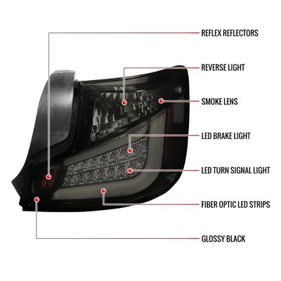 2011-2013 Scion tC LED Tail Lights Glossy Black Housing/Smoke Lens