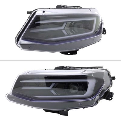 For Chevrolet Camaro 2016-2018 LED Strip Projector Headlights Turn Signal Light Glossy Black Housing Clear Lens