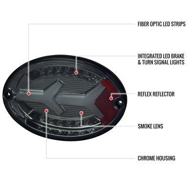 1997-2004 Chevy Corvette C5 4 PC White LED Bar Tail Lights Chrome/Dark Smoke