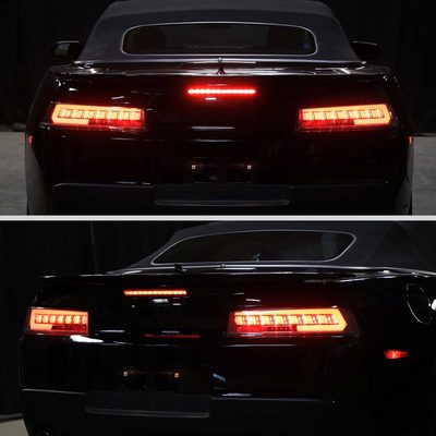 For Chevrolet Camaro 2014-2015 Full Red LED Sequential Tail Light Black Housing Clear Lens