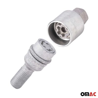 Wheel Lock Kit for Audi Q6 E-Tron Q7 Q8 M14X1,5 Galvanized Silver 4Locks&1Key