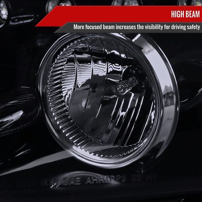 2008-2010 Scion xB Single Halo Projector Headlights Glossy Black/Smoke Lens