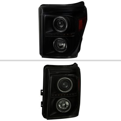 2011-2016 F-250 F-350 F-450 F-550 Dual Halo Headlights LED Signal Lights Smoke