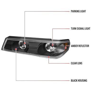 2004-2012 Chevy Colorado GMC Canyon Corner Lights Matte Black/Clear Lens