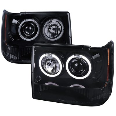 1993-1996 Jeep Grand Cherokee Dual Halo Projector Headlights Black/Smoke