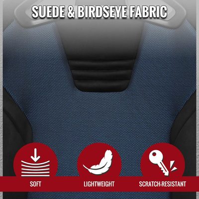 Universal Racing Seat Black Suede Blue Bird Eye Mesh Cloth Double Black Stitch