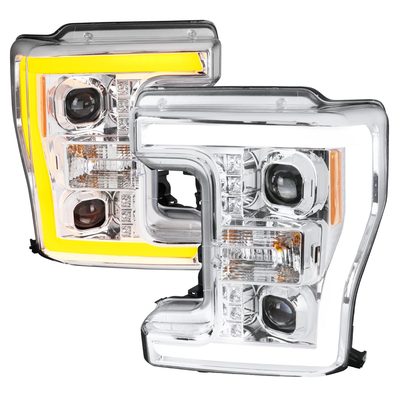 2017-2019 Ford F-250 F-350 F-450 F-550 LED C-Bar Projector Headlights Chrome