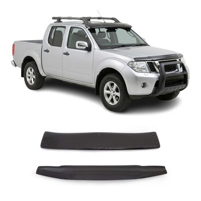 2005-2021 Nissan Frontier Windshield Sun Visor & Bug Shield Hood Deflector Kit 2Pcs Smoke