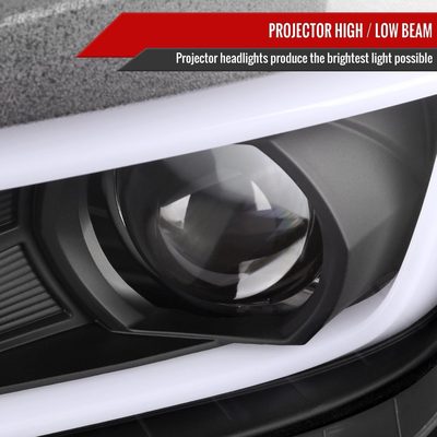 2014-2015 Chevy Camaro LED Projector Headlights Turn Signal Lights Matte Black
