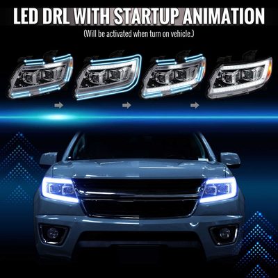 For Chevrolet Colorado 2015-2022 Headlights LED DRL Light Strip Turn Signal Side Marker Chrome Housing Clear Lens