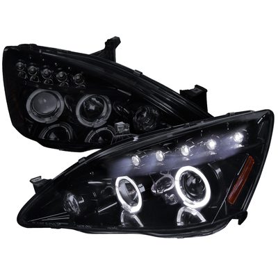 2003-2007 Honda Accord Dual Halo Projector Headlights Glossy Black/Smoke Lens