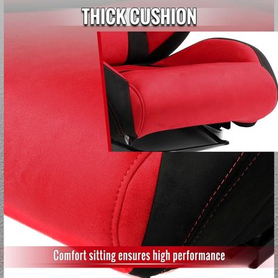 Universal Racing Seat Bright Red Black Suede With Double Red Stitch Right