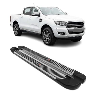 2019-2023 Ford Ranger Double Cab Running Boards Side Steps Silver & Black
