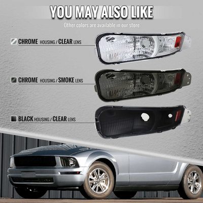 For Ford Mustang 2005-2009 Turn Signal Parking Lamp Chrome Housing Clear Lens