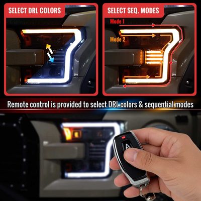 For Ford F-150 2015-2017 LED Projector Headlights Switchback Sequential Turn Signal DRL Chrome
