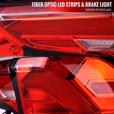 2019-2024 Toyota RAV4 Red LED Bar Sequential Signal Tail Lights Chrome/Red