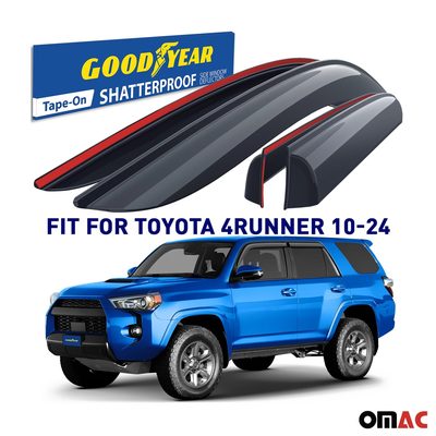Goodyear Wind Deflectors for Toyota 4Runner 2010-2024 Tape-On Premium Smoke 4x