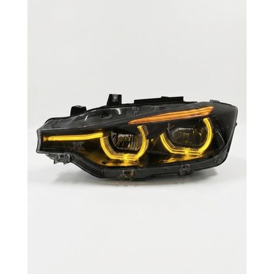 BMW 3 Series F30 / F31 / F35 V3 Smoked Triple-Color LED Headlight Assembly (White / Yellow / Red DRL) 2012 - 2018 (Replaces 63117314531)