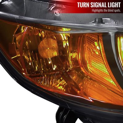 2006-2011 Honda Civic Coupe Factory Style Crystal Headlights Matte Black/Clear