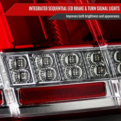 1999-2004 Ford Mustang Sequential LED Tail Lights Chrome Housing/Red Lens