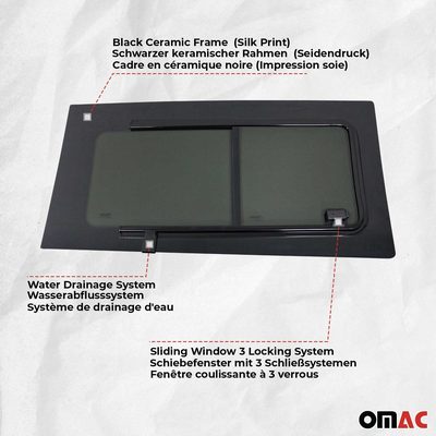 2016-2024 Mercedes Metris L2 L3 Sliding Window Glass Front Left Side Black